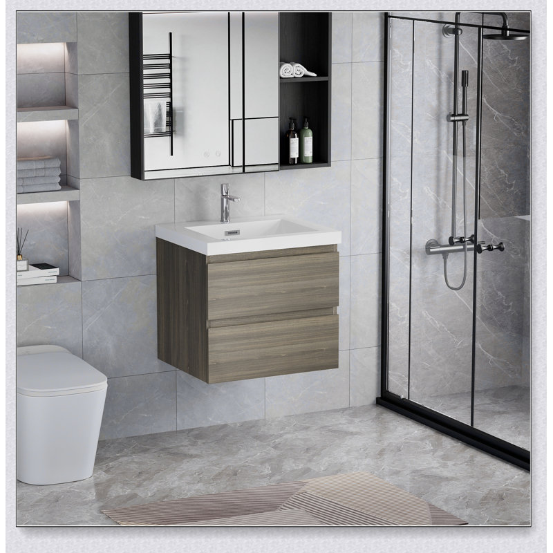 30" Floating Bathroom Vanity with Sink, Modern Wall-Mounted Bathroom Storage Vanity Cabinet, Gray