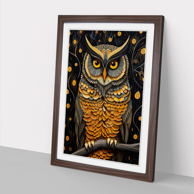 Owl Op No.2 - Framed Print, Walnut Framed, 64cm H x 46cm W x 2" D