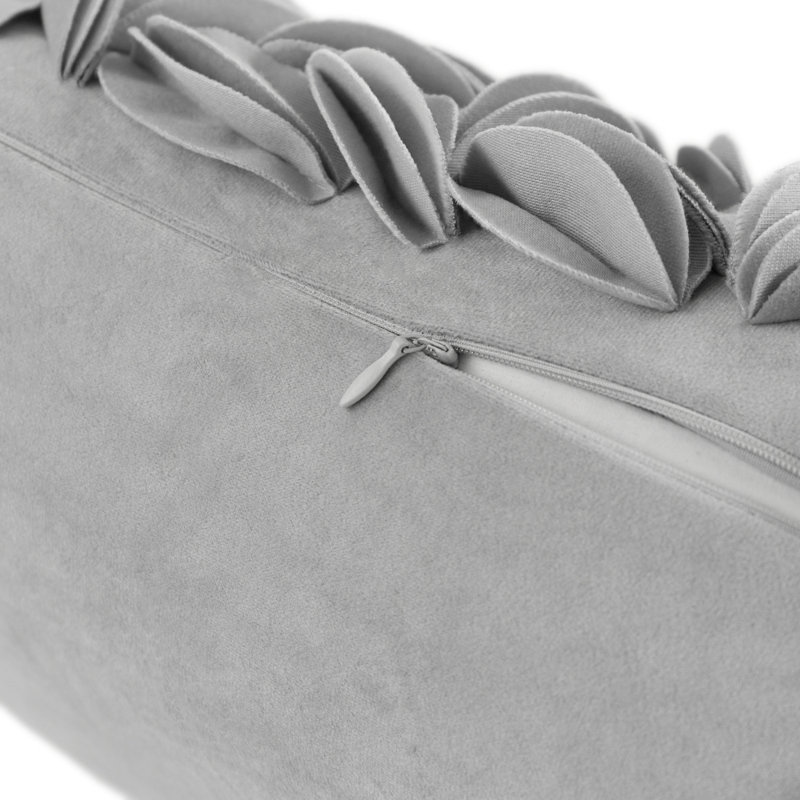 Embroidered Pillow Cover Decorative Floral Accent Pillow Case Home Decor Cushion Cover, Rectange 12"H x 20"W, Gray - Velvet