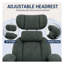 Fauteuil inclinable à bascule manuel en chenille vert noirâtre avec base pivotante à 360 degrés et oreiller cervical amovible