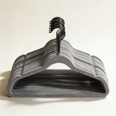 Heavy Duty Velvet Hangers 50 Pack - Non Slip Flocked Closet Hangers With Swivel Hooks, Space Saving Design For Coats, Suits And Delicate Clothing