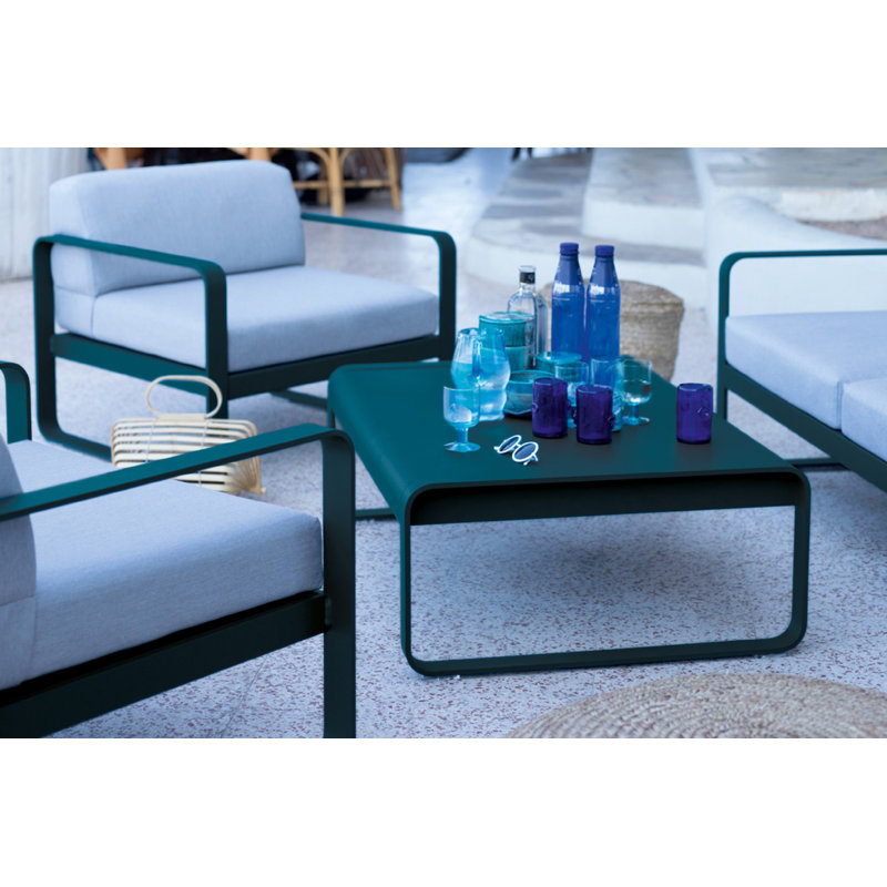 Bellevie Outdoor Side Table, Acapulco Blue, 14" H x 41" L x 30" W