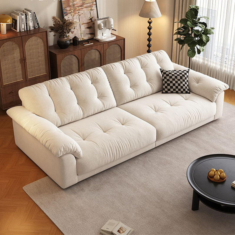 Canapé modulaire en chenille blanc crème, H 34,65 po x l 117,32 po x P 44,49 po, 4, Blanc crémeux