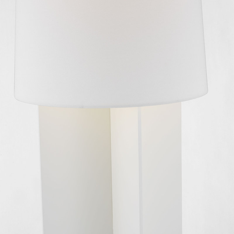 Kelly Wearstler Blocco 1 Light Bedroom Home Office Living Room Lamp With White Linen Shade, Soft Linen