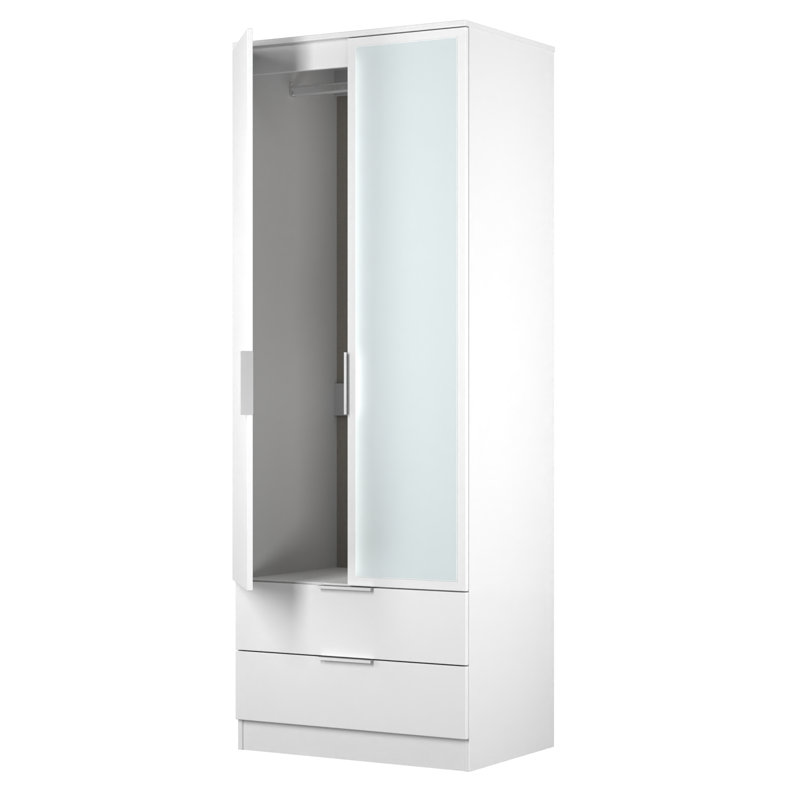 Biniam Manufactured Wood Wardrobe, White Matt