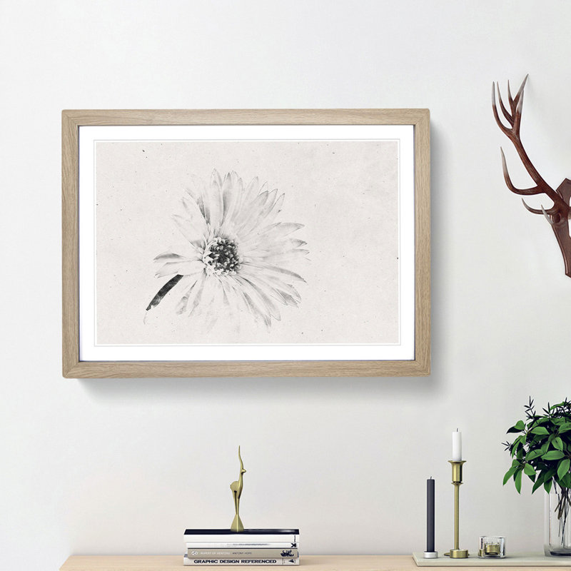 Flower - Framed Print, 36cm H x 48cm W x 2cm D, Oak Framed