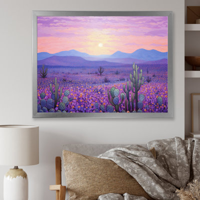 Cactus lavande paysage I sur toile