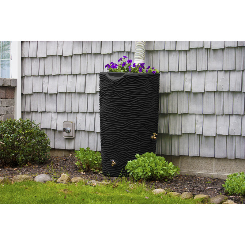 Whaley 65 gallons Baril de pluie en plastique, Noir