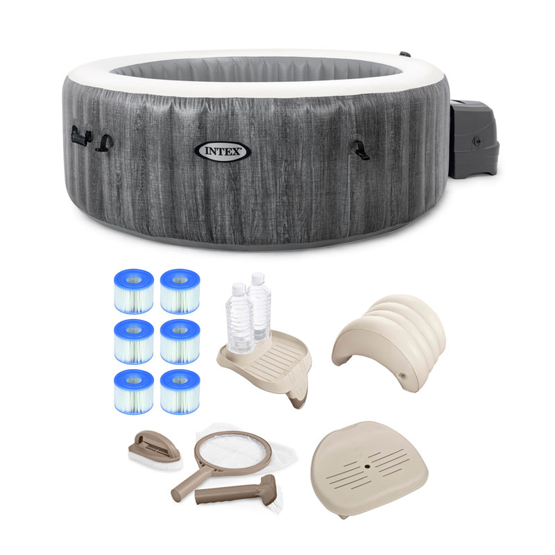Intex 120 Volt 140 - Jet Plastic Round Inflatable Hot Tub in Gray