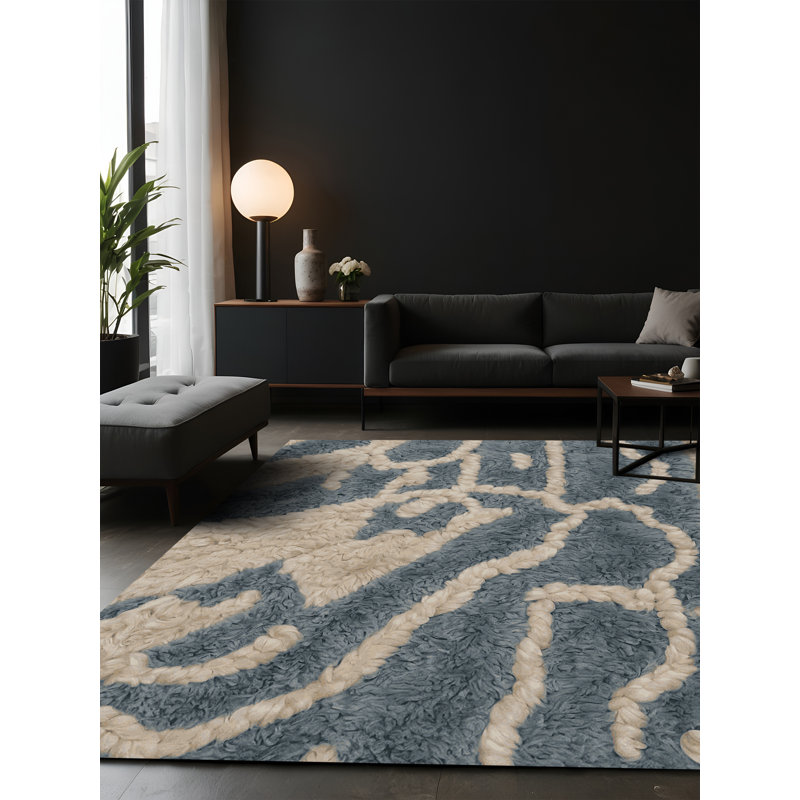Tapis gris soyeux et moelleux, Carré 5 pi