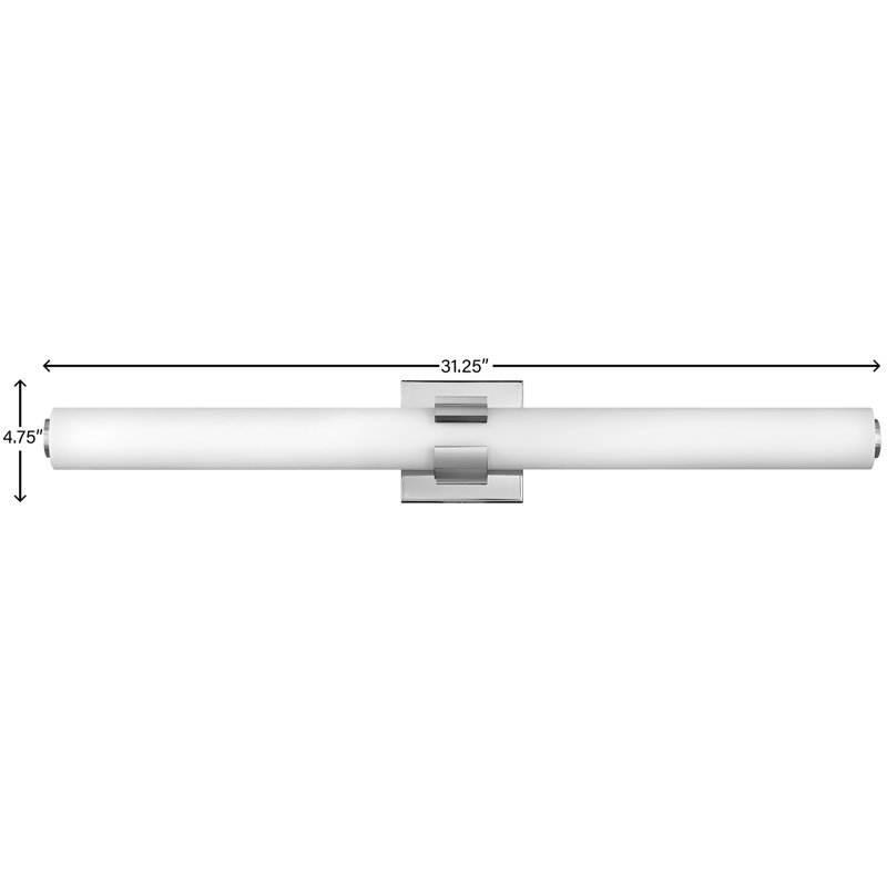 Aiden 31.25" Chrome Etched White Glass LED Bath Bar