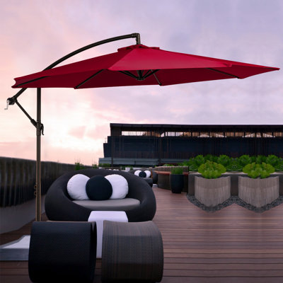 Parasol de patio rond en porte-à-faux de 10 pi avec contrepoids