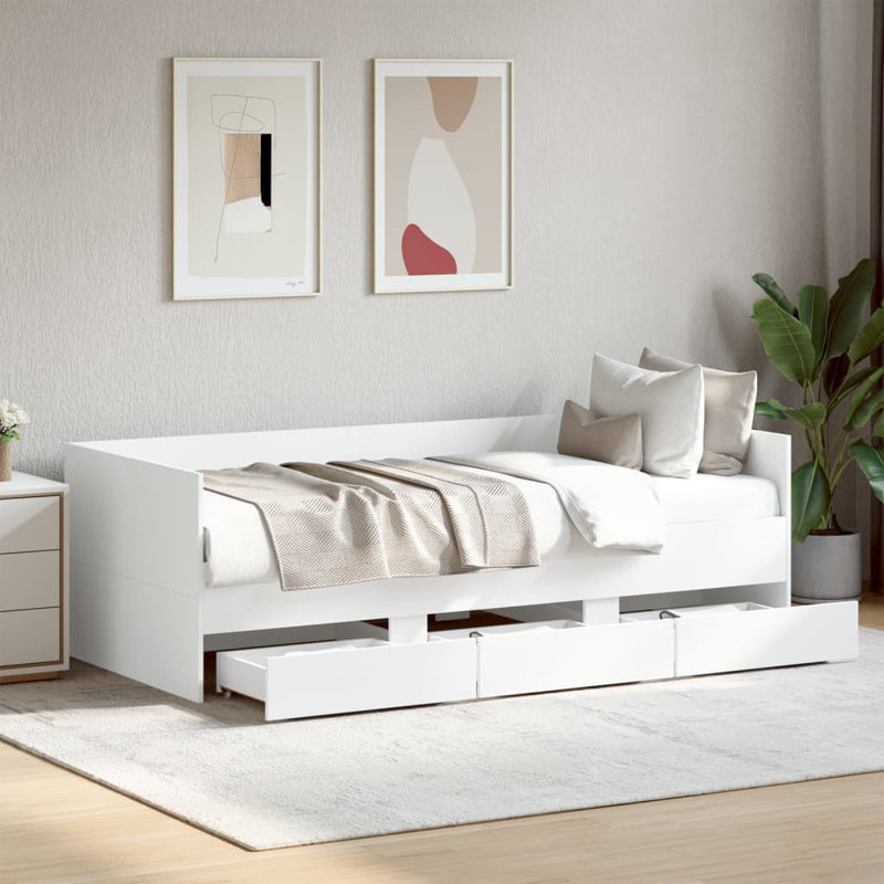 Vidaxl Daybed With Drawers, Small Single (2'6), White