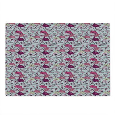 Ambesonne Japanese Cutting Board Large Size Sakura Tree Blossoms Pink Purple and Ivory