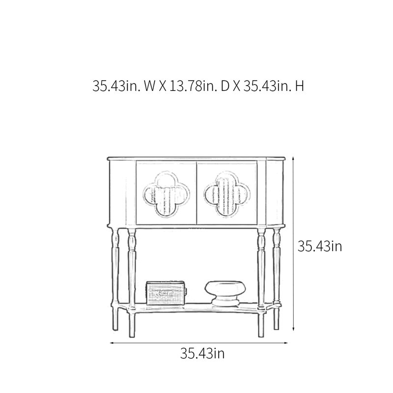 Retro Minimalist Console Table, 35.43" H x 35.43" W x 13.78" D, White