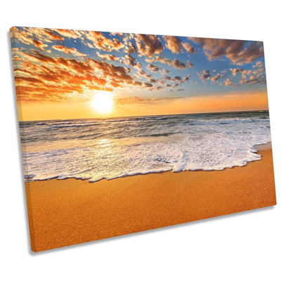 Beach Sunset Seascape Framed - Wrapped Canvas Print