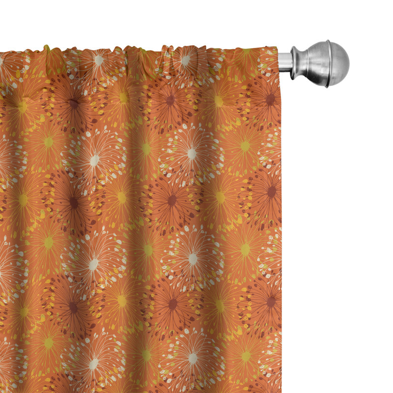 Grunge Radial Floral Semi-Sheer Rod Pocket Curtain Panels, 28" x 63"