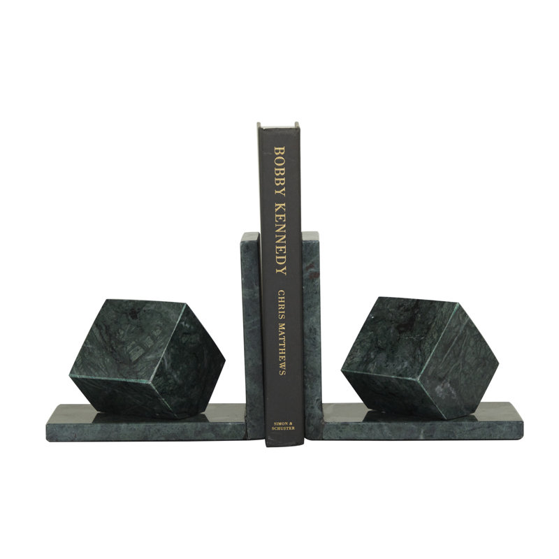 Ensemble de serre-livres géométriques blancs Marble Cube 10 lb, Vert