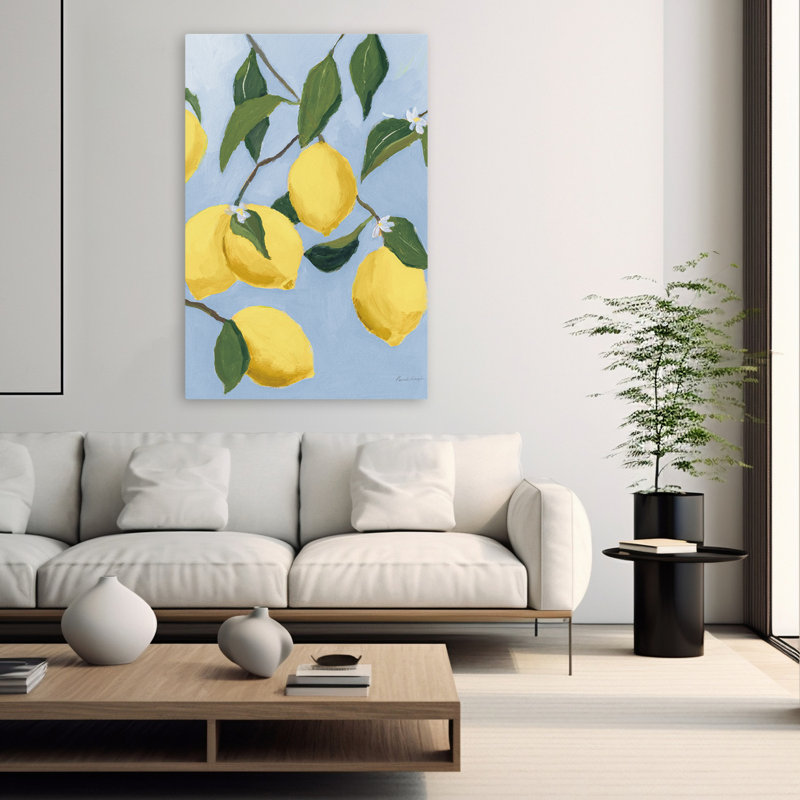Lemon Tree Light - Blossoms Blue Branches Citrus, 60" H x 40" W