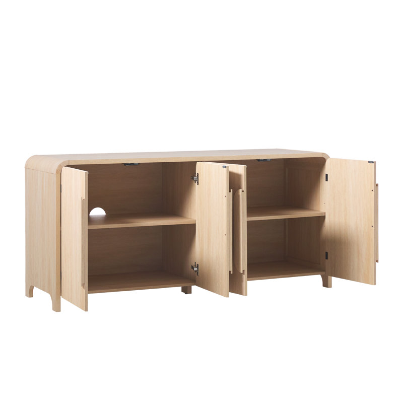 Sitarski Modern Sideboard with Rounded Edges, Coastal Oak, 30'' H x 64'' W x 20'' D