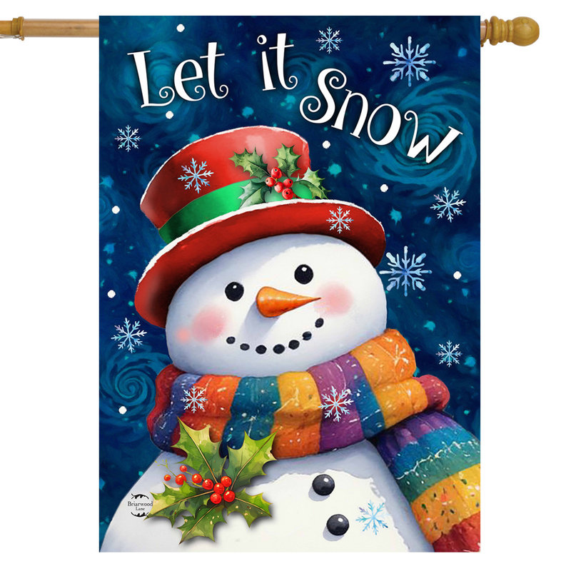 Friendly Winter Snowman House Flag