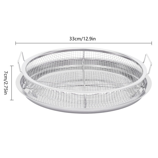 2pcs Non Stick Mesh Pan Air Fryer Oven Mesh Baking Grill Tray Basket Tool