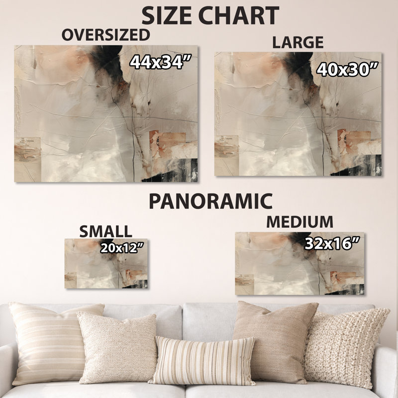 «Black and Grey Brushstroke Abstract - Abstract Collages», impression murale en métal, L 44 po x H 34 po