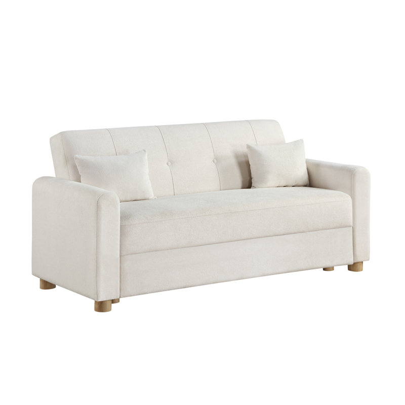 Causeuse-lit convertible en tissu Modern, Blanc
