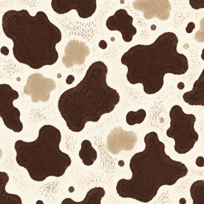 Peel and Stick Wallpaper Roll Removable Real Cowhide Beautiful white brown cowhide Close up cow 17.7"W x 118"H
