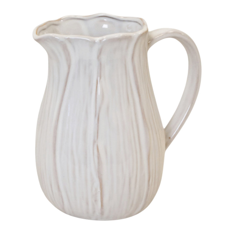 Large Natural Ceramic Petal Shape Jug 19cm, 14cm H x 10cm W x 15cm D