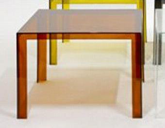 Invisible Coffee Table, Amber, 28.35" H x 39.37" L x 39.37" W