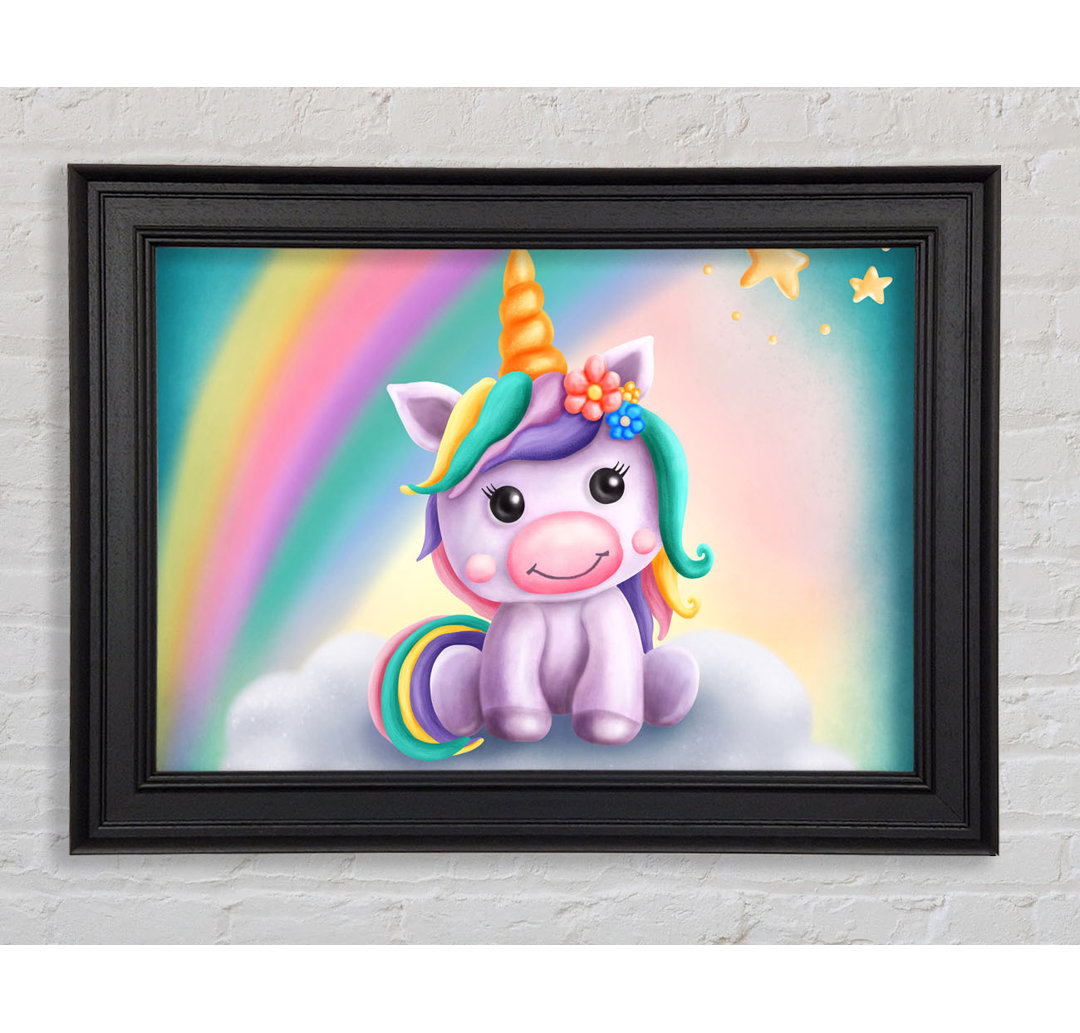 Einhorn Regenbogen Happy Gerahmter Druck