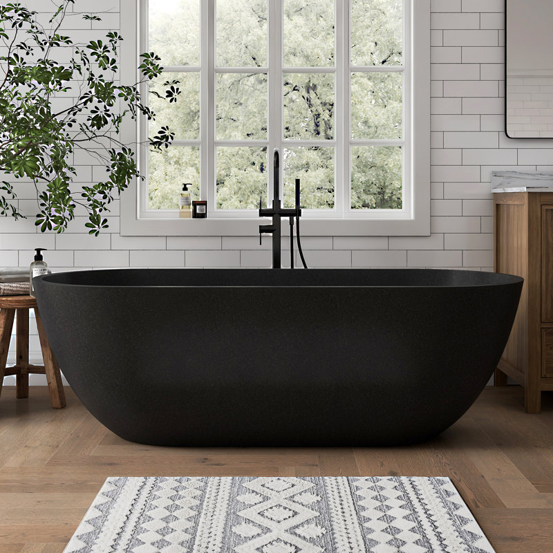 Baignoire d'extérieur autoportante en pierre et revêtement solide Terrazzo Forma 69''