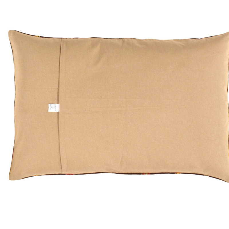 Decorative Turkish Kilim Pillow 20'' X 27'', Brown/Gray/Flush Orange, 24"H x 35"W