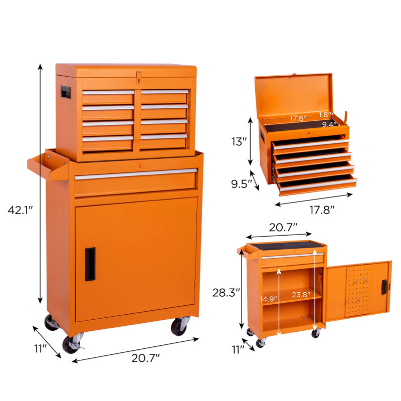 Rangement pour outils de garage roulant avec poignées amovibles et revêtement antirouille - et facile à utiliser
