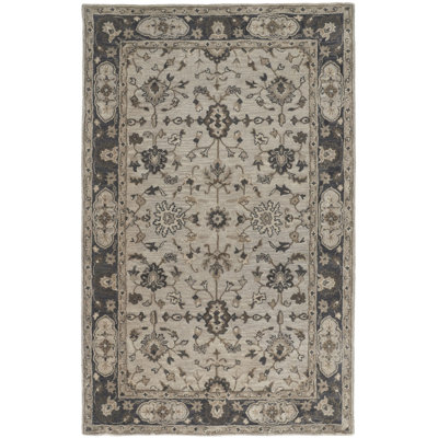 Tapis oriental gris en laine / coton touffeté à la main Josalyne