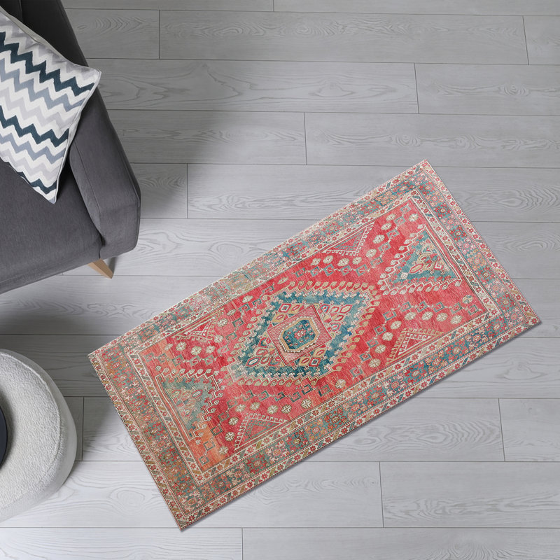 Chic Bohemian Style Soft Pile Rug with Intricate Floral and Geometric Design Perfect for Adding Warmth and Comfort to Your Home