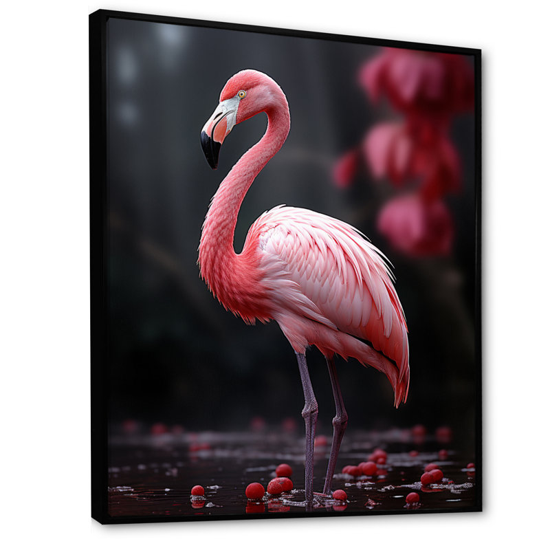 Flamme rose et grise Wassil, H 20 po x l 12 po x P 1 po, Cadre flottant noir