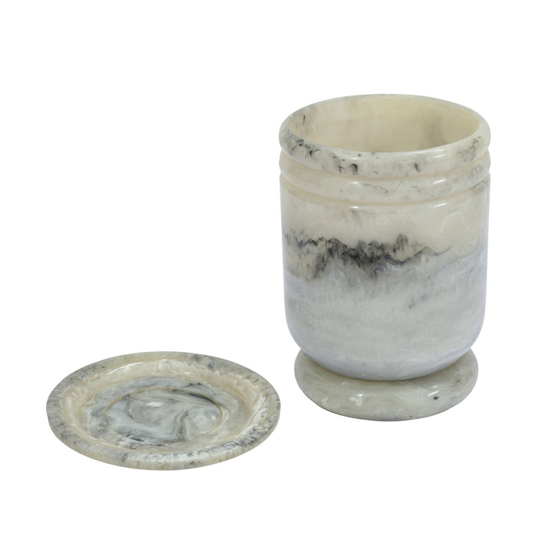 Gobelet cannelé en résine, Black/Ivory
