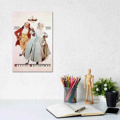 Couple Dancing Under Mistletoe - Wall Art Print - Framed Canvas
