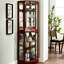 Armoire d'angle 72 "avec lumières, miroir, 6 tablettes réglables, look, tablette en cerisier-987677444