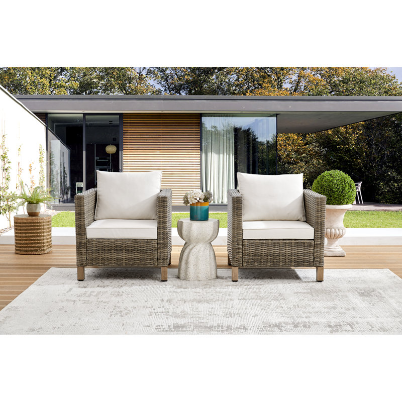Chaises de patio pour l'extérieur avec coussins, Blanc