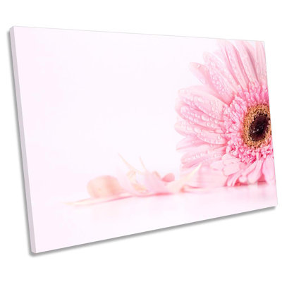 Pink Floral Daisy Flower Framed 1 Piece Wrapped Canvas Wall Art