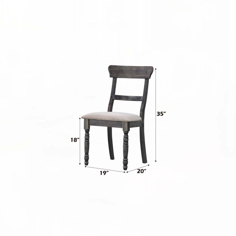 Ensemble de chaises de salle à manger rembourrées en lin avec dossier, pieds en bois