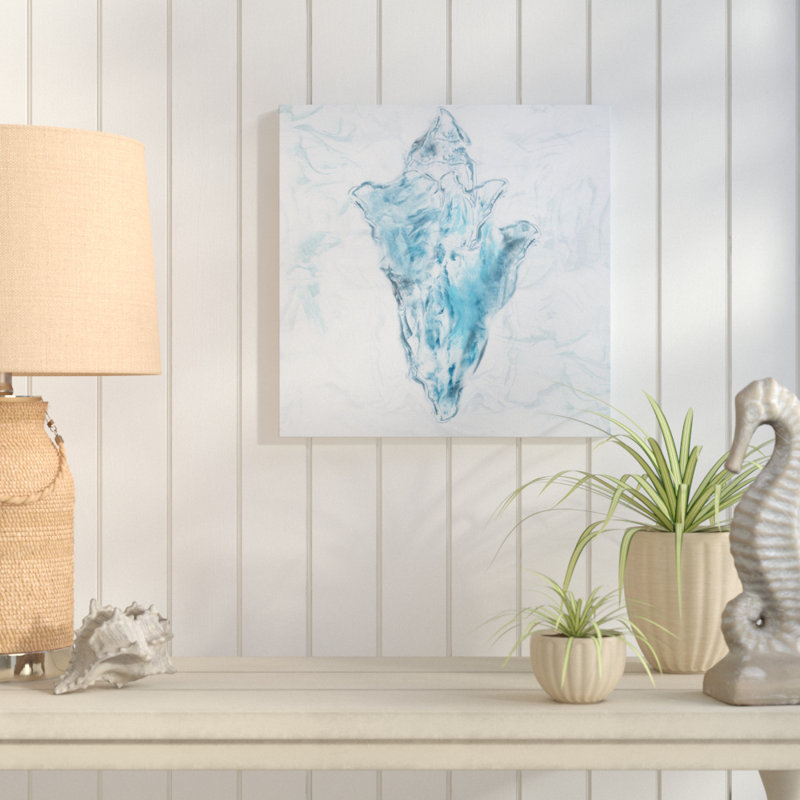 « blue marble coast shell », impression sur toile, H 16 po x l 16 po x P 1,5 po, Toile tendue