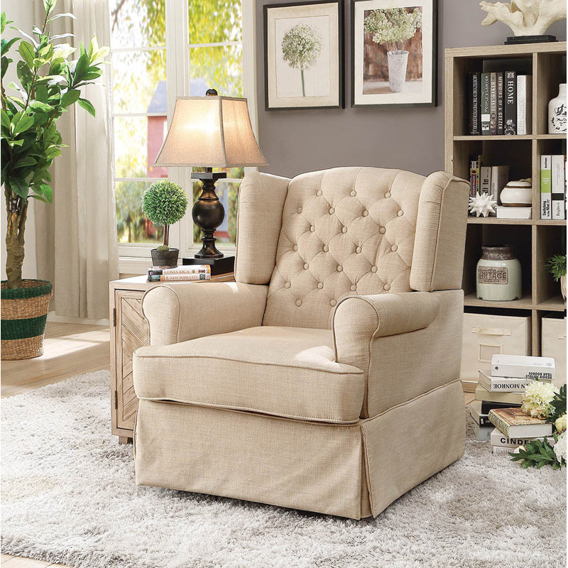 Fauteuil coulissant et pivotant Berume, Beige