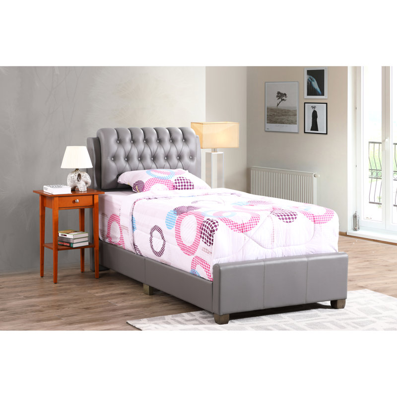 Lit simple contemporain avec abat-jour gris - H 48 po x l 41 po. Construction compacte et stable pour un assemblage sans effort.