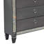 Commode large Laine, 6 tiroirs, garniture, bois massif gris