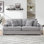 Velours côtelé gris à 3 places, 4 coussins décoratifs, conception moderne, coussins de printemps individuels, à porter, tissu résistant à la décoloration, pieds en plastique, assemblage sans effort pour les bureaux avec style, usure et déchirure, différent