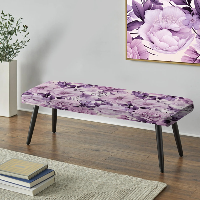 Victorian Elegance Soft Lavender Blossom - Banc rembourré floral noir